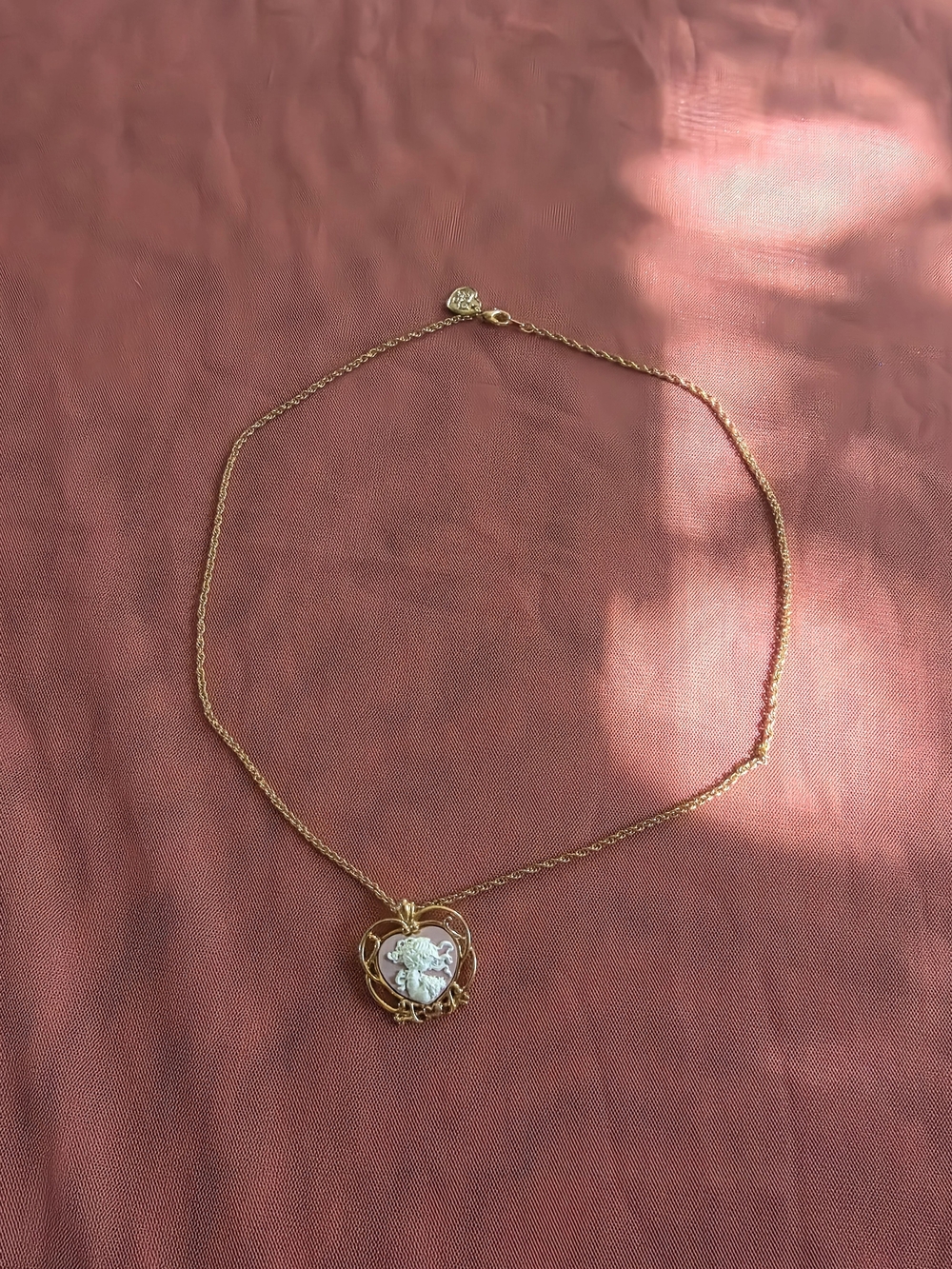 Precious Moments Cameo Pendant Necklace - Elegant Gold-Tone Chain